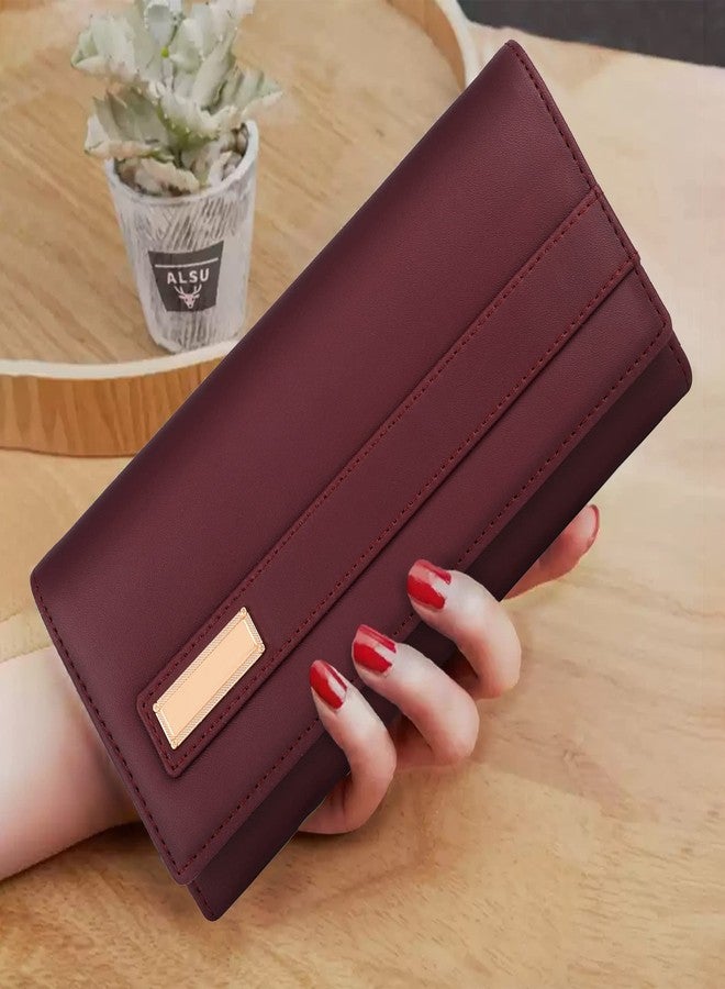 ALSU Women's Maroon Hand Wallet Trendy | Hand Clutch| Hand Purse| 6 Card Pocket| Zipper Pockets| Phone Pocket| Office use (shd-002mar) - Image 2